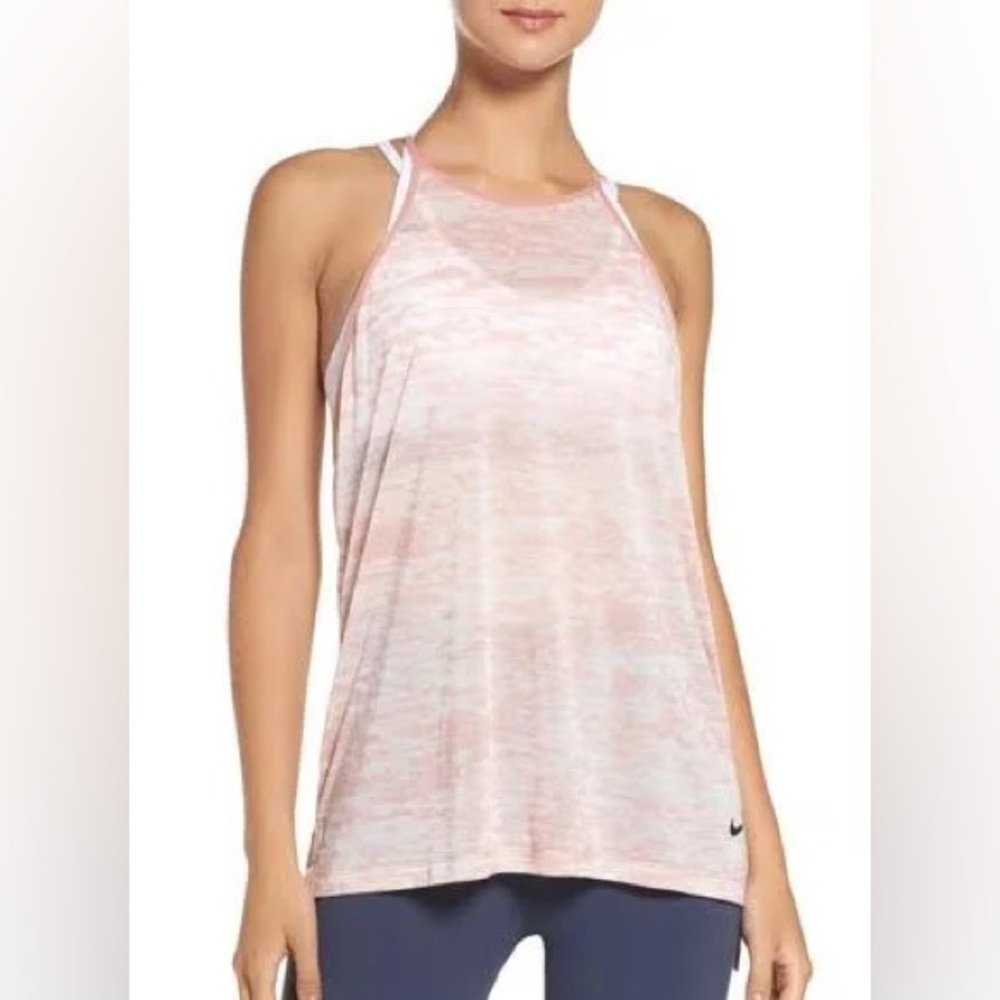Nike Dri Fit Racerback Breathe Training Tank Pink/White